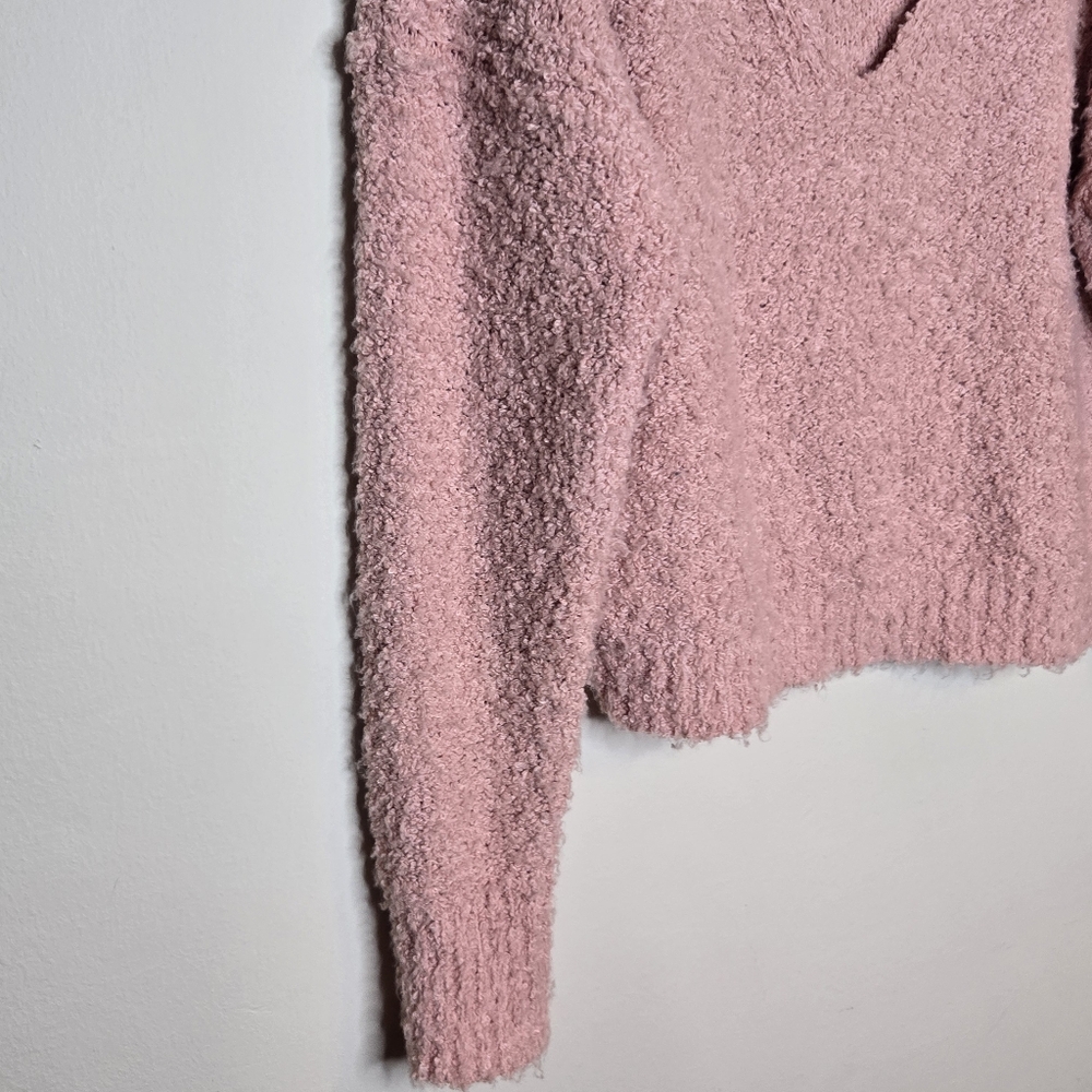 Free People Textured V-Neck Sweater Soft Pink Pullover - Picture 6 of 13